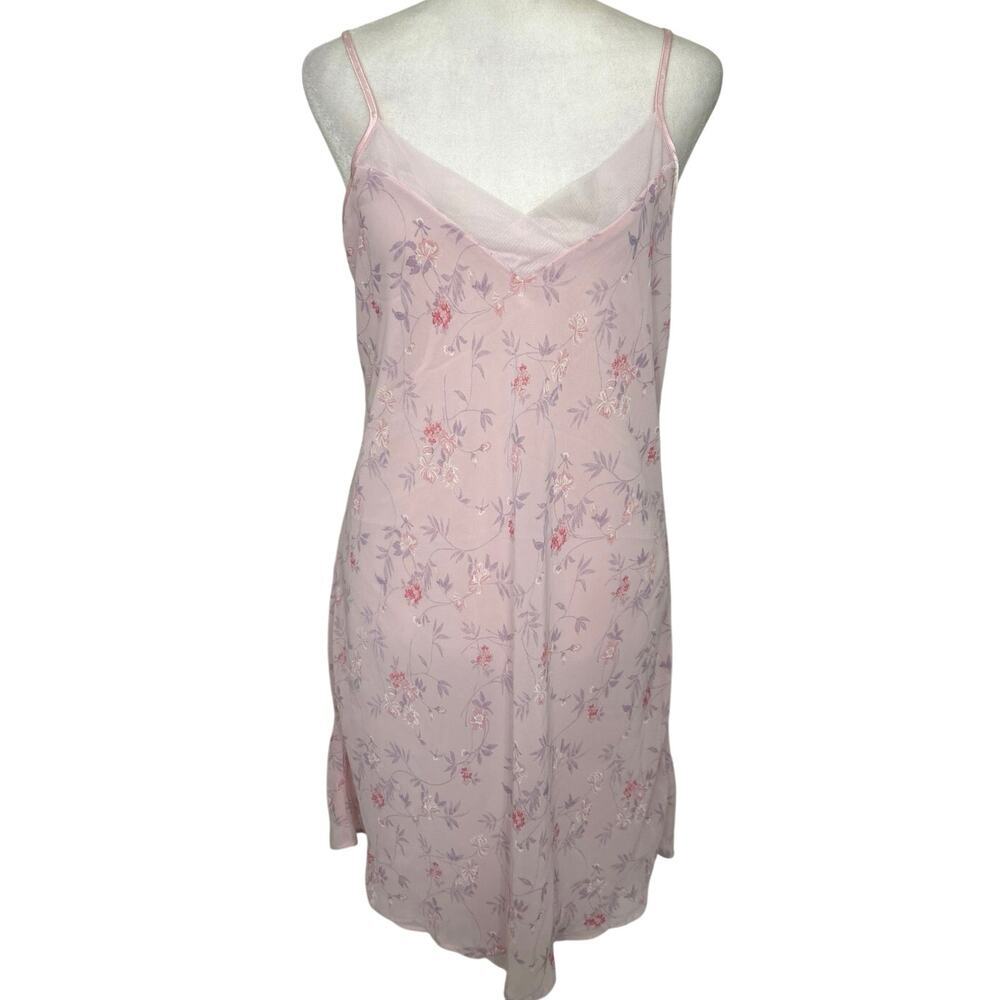 Y2K Pink Floral Slip Dress Open Back Tie Coquette Fairy Ethereal Whimsical M